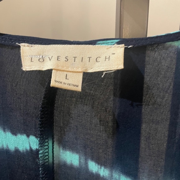 🌟 Lovestitch Tie-Dye Surplice Blouse – Size L – Boho Chic Long Sleeve - Picture 3 of 6
